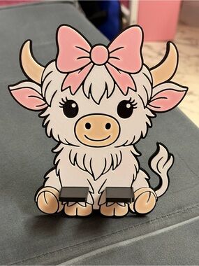 Pink Bow Cow Phone/Tablet Stand - Kids Accessory